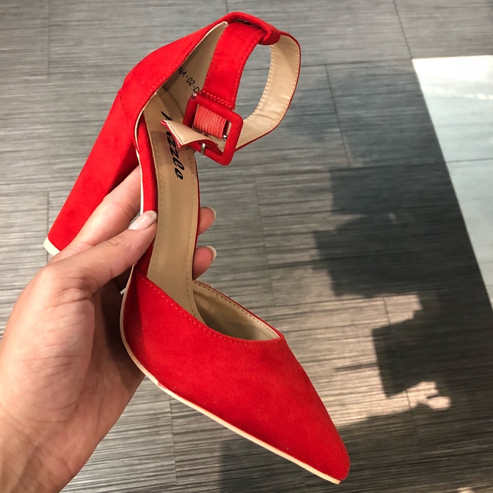 NWT - Red Open Toe Sandal Heels - Spring Shoes - Picture 5 of 7